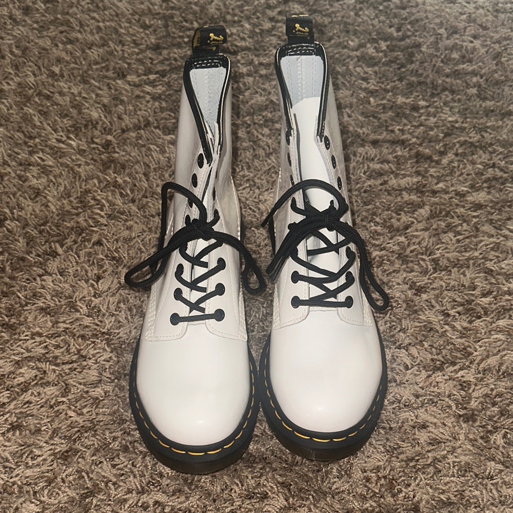 Dr. Martens White Boots with Black Laces